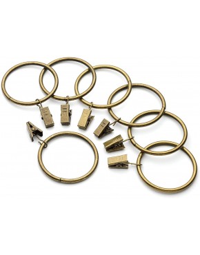 Jocon HD6063 Pack of 14 Drapery Curtain Rings with Clips 2.5 Inch Inner Diameter 14 Antique Brass