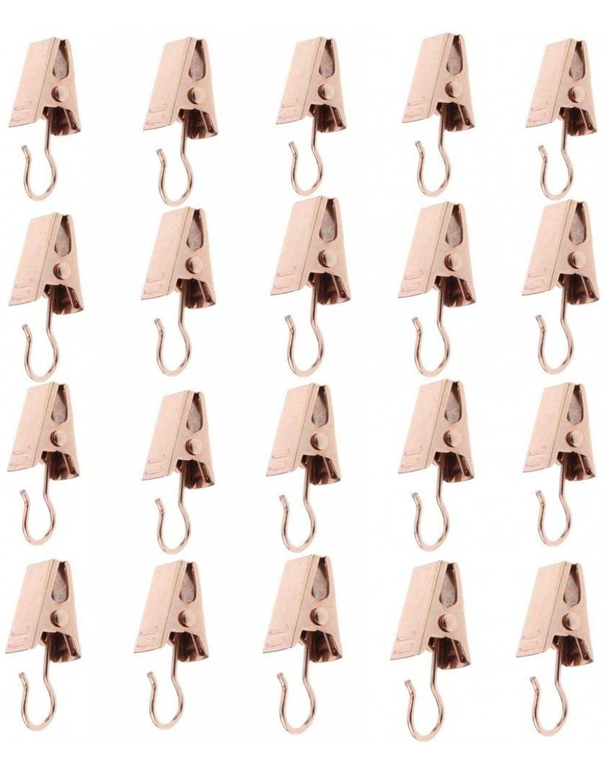 KODORIA 50pcs Curtain Clips with Hooks Metal Hanging Hooks for Curtain Photos Home Decoration Rose Gold