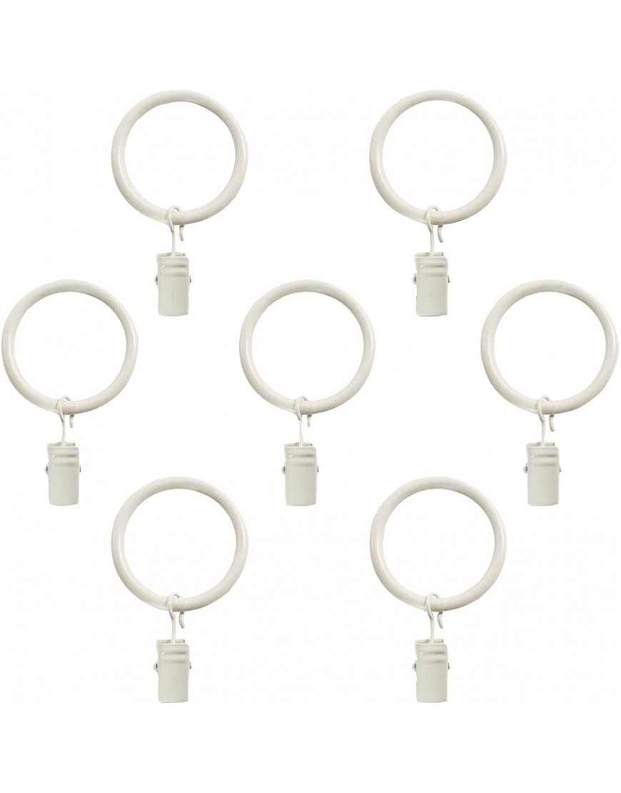 Montevilla 7-Pack Window Treatment Clip Rings for 5 8-Inch Drapery Rods Distressed White