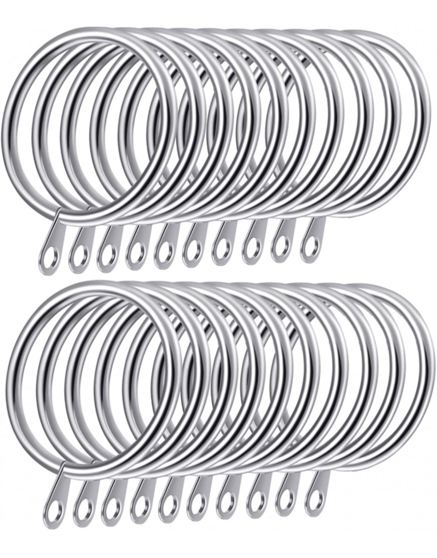 Shappy Metal Drapery Curtain Rings Hanging Rings for Curtains and Rods Drape Sliding Eyelet Rings 30 mm Internal Diameter Silver 20 Pack