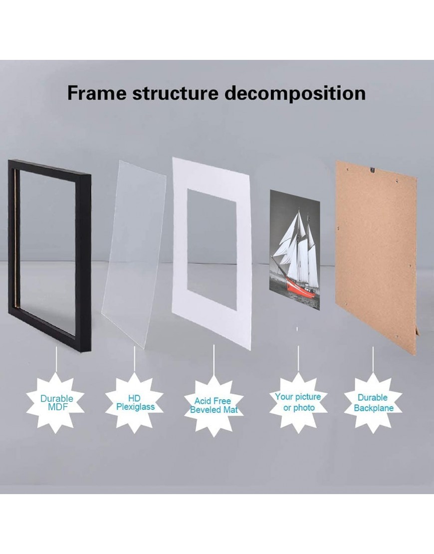 12x12 Black Picture Frames Display 8x8 Photo with Picture Mat or 12x12 Without Mat Square Picture Frame with Mounting Hardware for Wall Home Office Decor 4 Pack