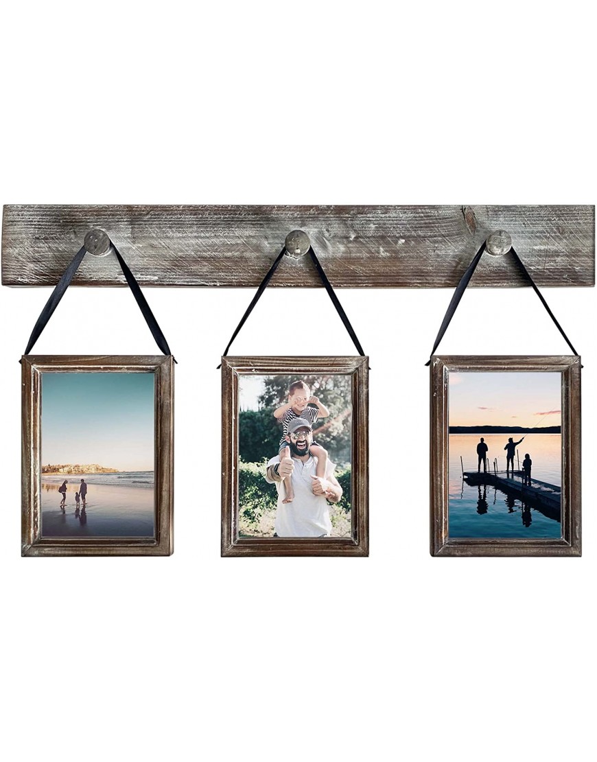 DQ DQ Home Decor 4x6 Picture Frame Wall Hanging Picture Frames Collage Wall Decor Rustic Solid Wood 3 photo Frame set