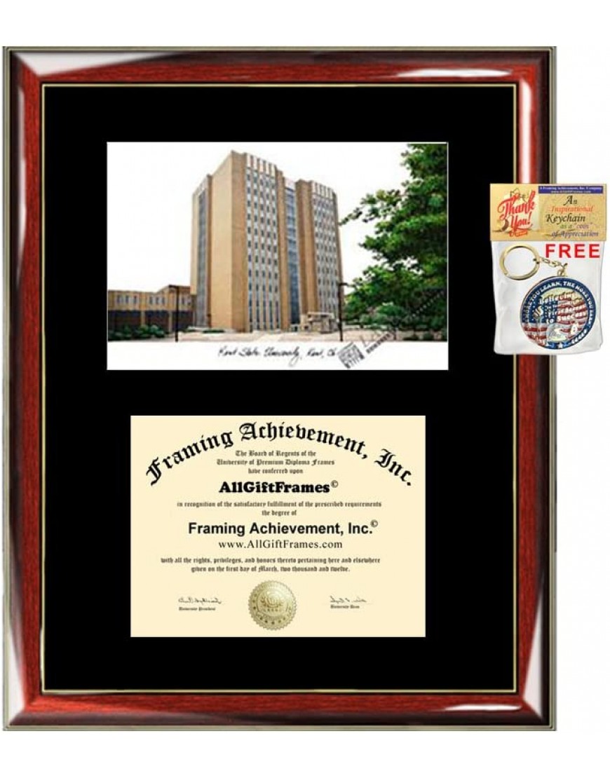 Kent State University KSU Diploma Frame Lithograph Premium Wood Glossy Prestige Mahogany with Gold Accents Single Black Mat University Diploma Frame