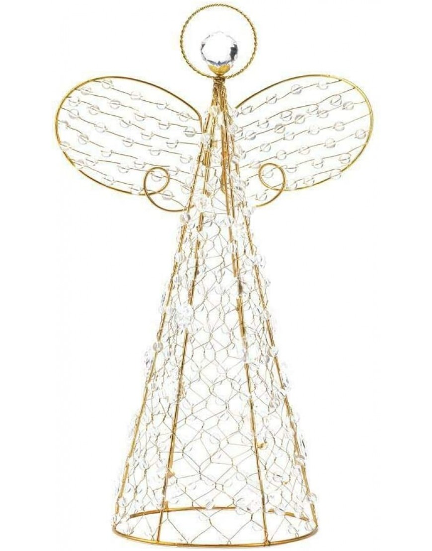Koehler Home Holiday Tree Accent Tabletop Shelf Golden Wire Frame Crystalline Beaded Angel Decor by Koehlerhomedecor