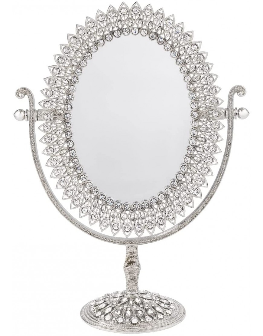 Olivia Riegel Oval Magnified Standing Mirror Silver Tone