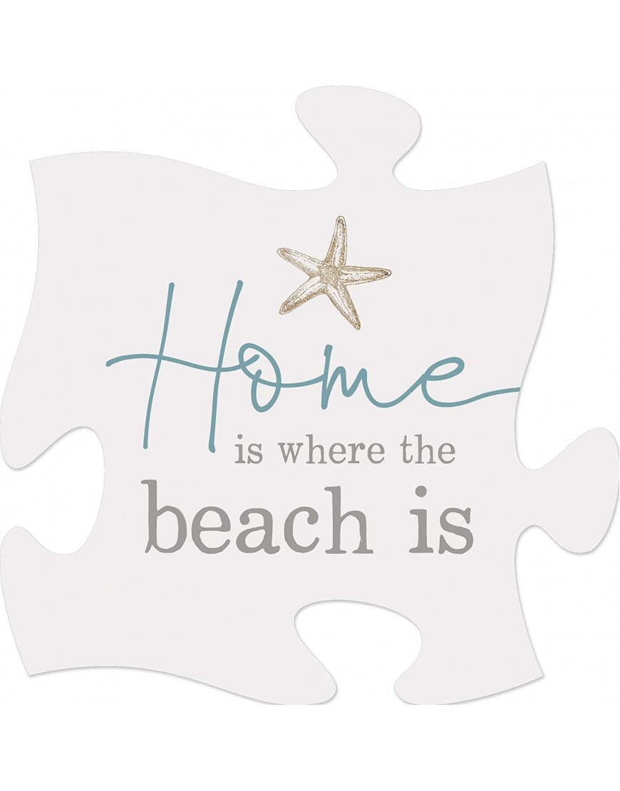 P. Graham Dunn Home Where Beach is White and Nautical Blue 6 x 6 Wood Mini Wall Puzzle Frame