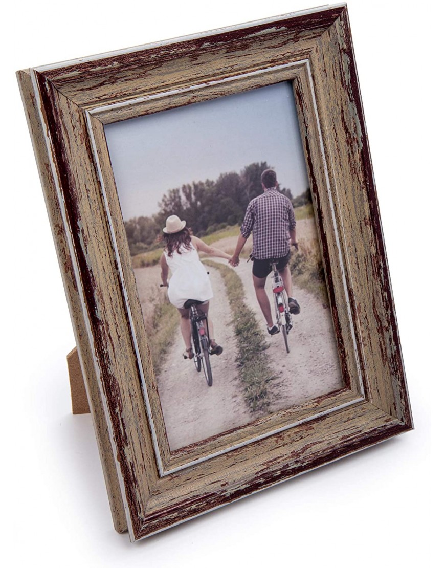 Truu Design Decorative Weathered 4 x 6 inches Beige Distressed Wooden Look Picture Frame 4" x 6"