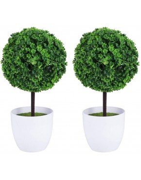 Garneck 2pcs Artificial Potted Plants Mini Boxwood Topiary Green Grass Ball Greenery in Pots Small Houseplants for Indoor Office Tabletop Decor Centerpiece