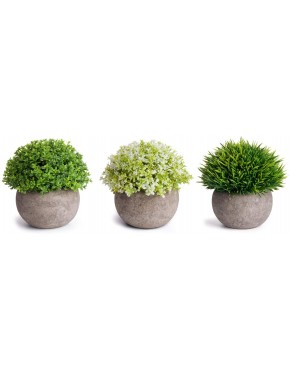 MoonLa Artificial Plants Potted Faux Fake Mini Plant Greenery Green Grass Flower Topiary Shrubs In Gray Pot for Bathroom Home House Decor Set of 3