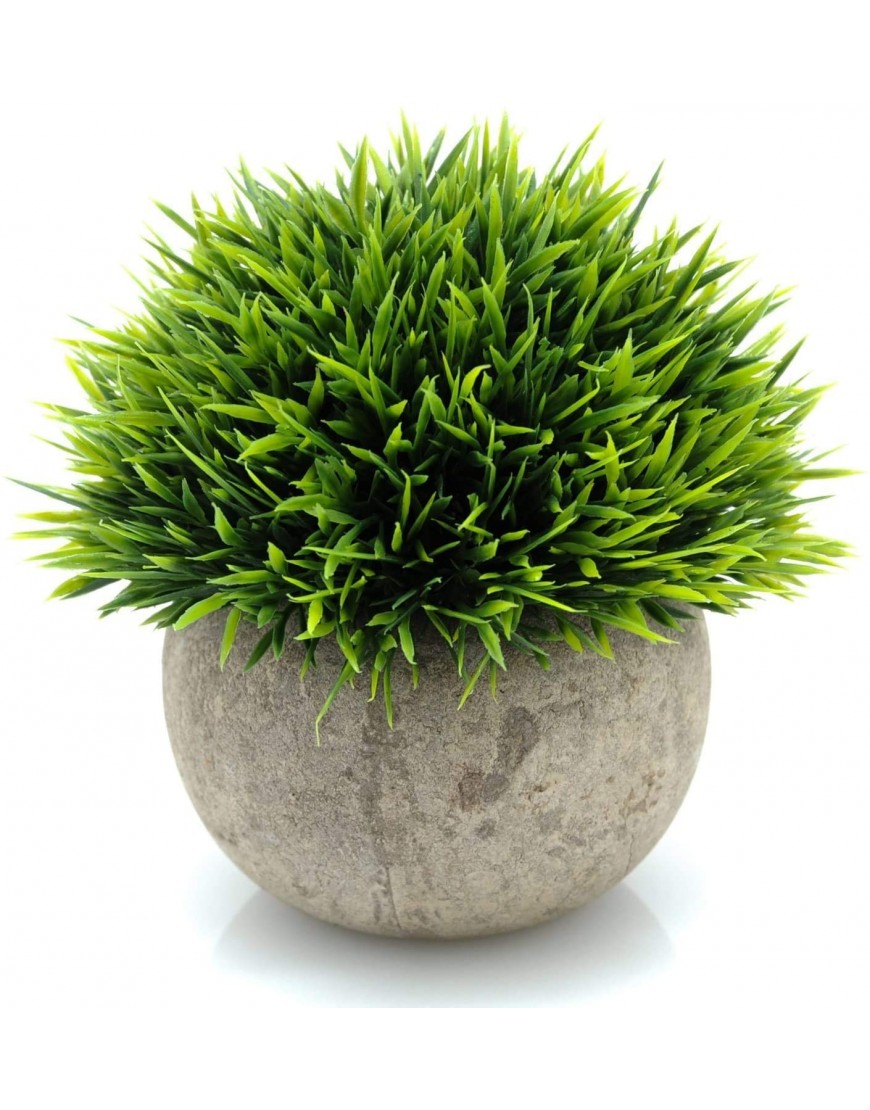 Velener Mini Plastic Fake Green Grass Plants with Pots for Home Decor Indoor