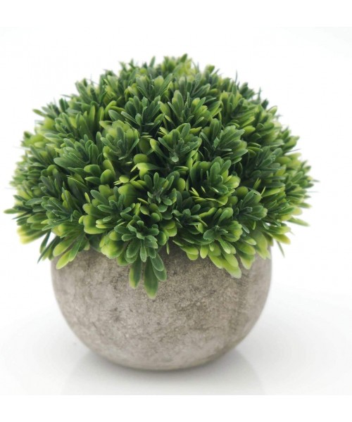 Velener Mini Plastic Plants Fake Melaleuca Grass with Pots for Home Decor Green