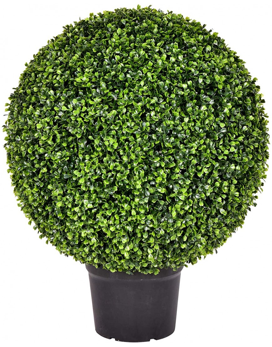 Vickerman Everyday 24 Inch Artificial Boxwood Topiary Ball UV Resistant Indoor Outdoor Potted Natural Green Home Patio Tabletop Faux Bush Decoration
