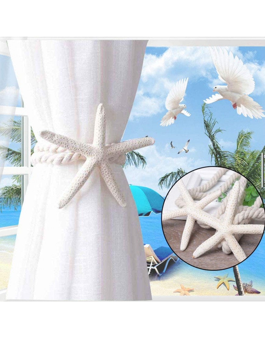 Curtain Tiebacks Natural Cute Starfish Holdbacks Decorative Curtain Rope Drapery Tie for Home Room Window Decor