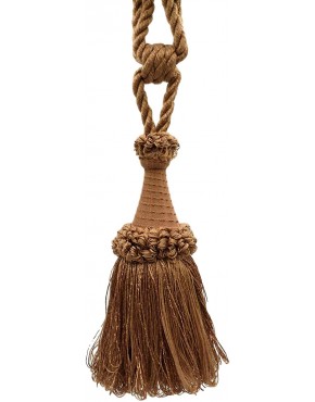 DÉCOPRO Set of 2 Large Tassel Tieback with Looped Accents 8 inches Long Tassel 30 inches Spread Embrace Style# TBDK8 11809 Color: Oak Brown E20