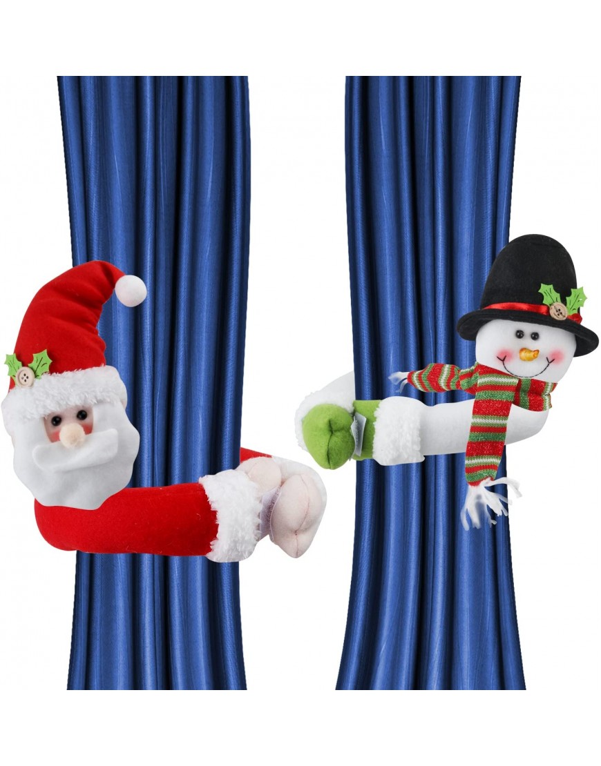 MSDADA Christmas Curtain Buckle Tieback Santa & Snowman Window Decorations Christmas Cartoon Doll Curtain Bedroom Living Room Curtain Hook Fastener Buckle Clamp Home Decor 2 Pack+1 Hanging Banners
