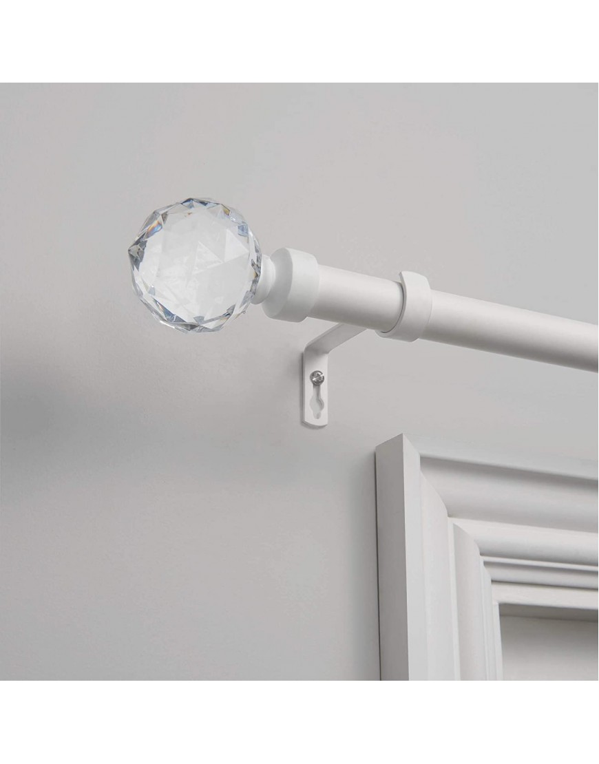 Exclusive Home Curtains Crystal Ball Curtain Rod and Finial Set 36-72 Matte White,ER1013-04 3672