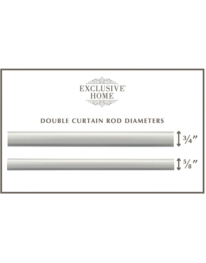 Exclusive Home Curtains ER1026-01 66120 Crystal Ball Double Curtain Rod and Finial Set 66-120 Matte Silver