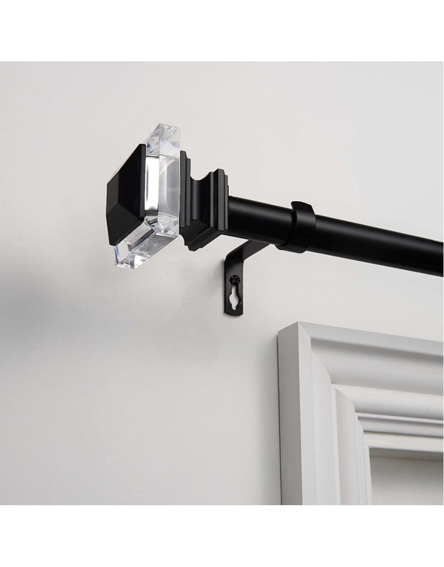 Exclusive Home Curtains Prism 1" Curtain Rod and Coordinating Finial Set 36"-72" Matte Black