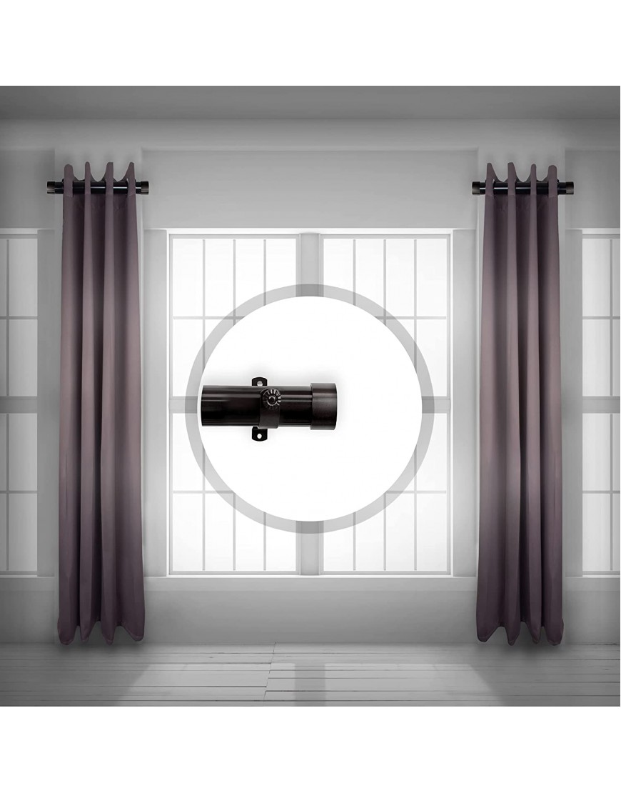 Rod Desyne SIDE150-2 1.5 Side Curtain Rod 12-20 inch Set of 2 Black