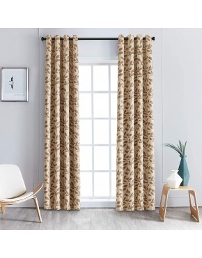 SUPERIOR Leaves Blackout Curtains with Grommet Header Espresso