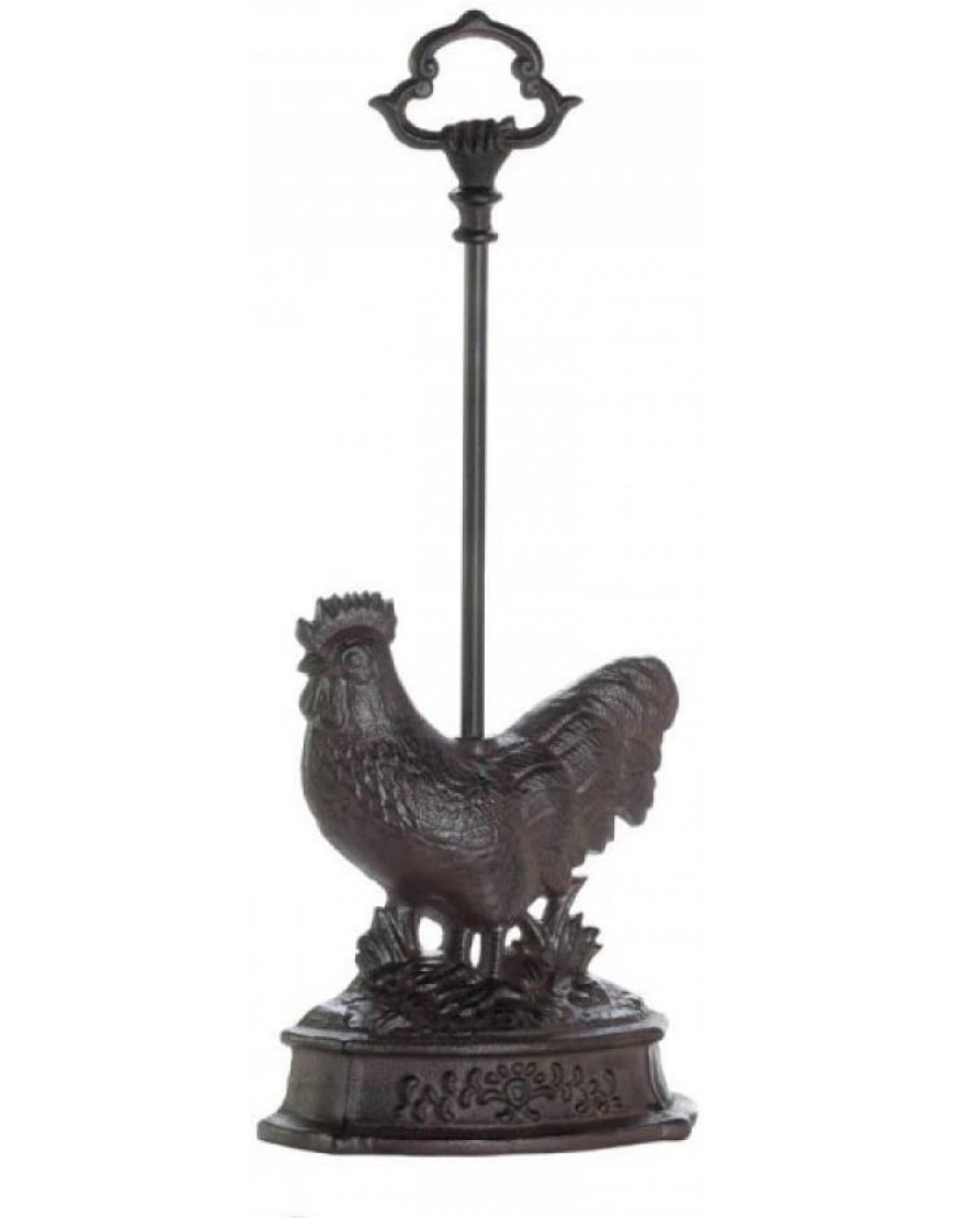 Smart Living Company 10017894 Rooste Vintage Brown Color Heavy Metal Iron Cast Door Stopper with Handle Decorative Rooster