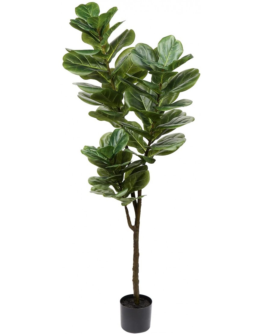 59" Artificial Fiddle Leaf Fig Tree Fake Greenery Floor Plants in Pots Faux Ficus Lyrata Tall Artificial Plants Indoor Outdoor Decor for House Home Office Decoration