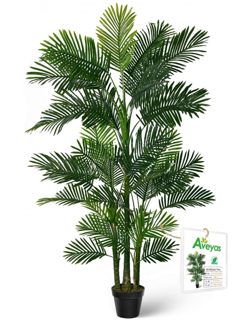 Aveyas 6ft Artificial Golden Cane Palm Silk Tree in Plastic Nursery Pot Fake Tropical Plant for Office House Living Room Home Decor  Indoor Outdoor