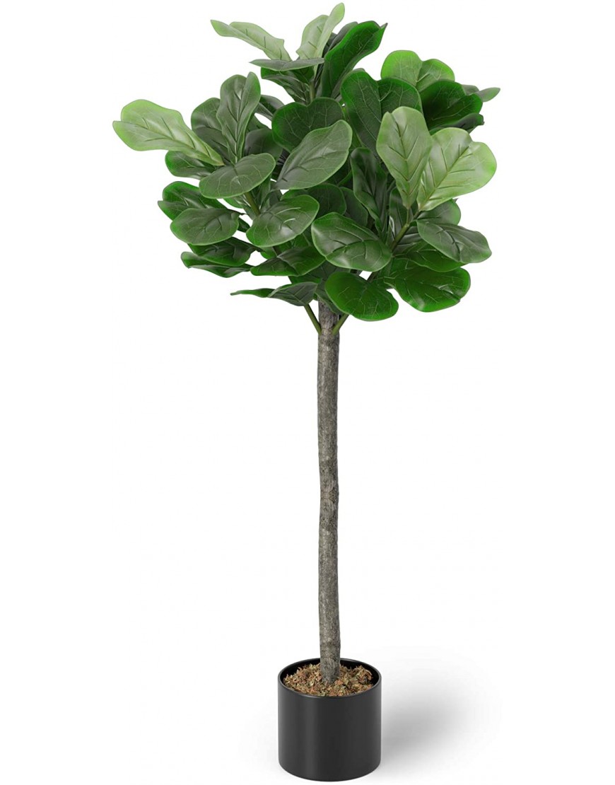 Barnyard Designs 4 feet 48” Fiddle Leaf Fig Tree Artificial Large Faux House Trees Indoor Tall Fake Tree Plant Decoration Indoor Artificial Tree Plants for Living Room Home Decor