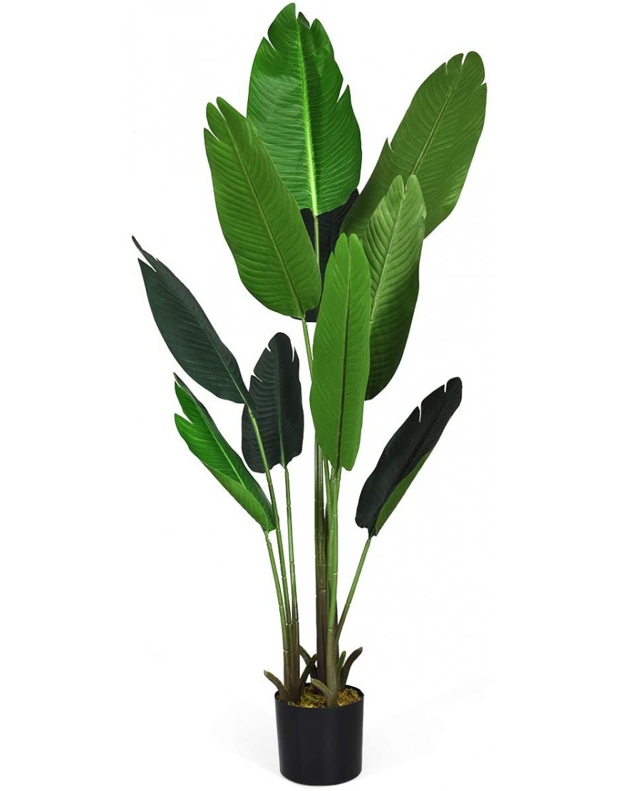 Goplus 5.3 Feet Bird of Paradise Artificial Plant Tree Floor Silk Banana Leaf Plant Fake Greenery Potted Plants Faux Tree for Indoor Outdoor Home Office Decor