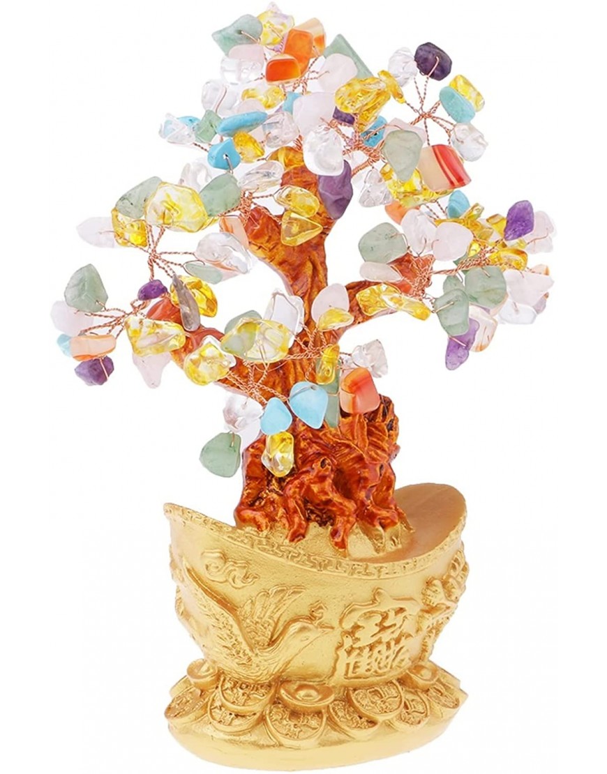 TBUDAR Creative Decorative Mini Crystal Money Tree Bonsai Style Feng Shui Trees Bring Wealth Luck for Home Decor Desk Ornaments Desktop Statues