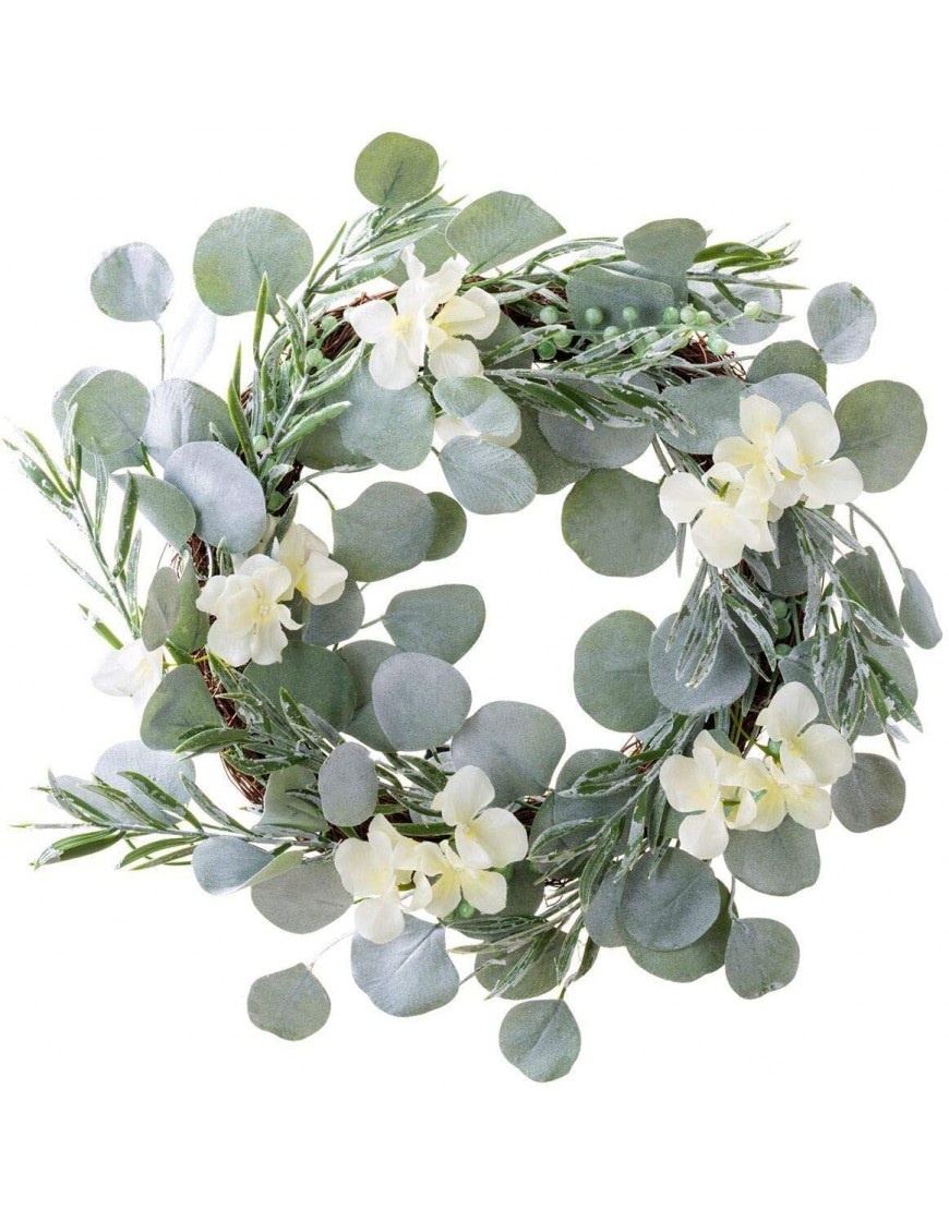 Artificial Eucalyptus Wreath 18" Fake Green Leaves Wreath for Home Front Door Hanging Wall Window Wedding Party Decor