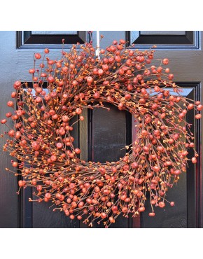 Elegant Holidays Handmade Fall Pumpkin Berry Wreath Decorative Front Door to Welcome Guests-for Outdoor or Indoor Home Wall Accent Décor- Great for Autumn Thanksgiving and Halloween- 16-24 inches