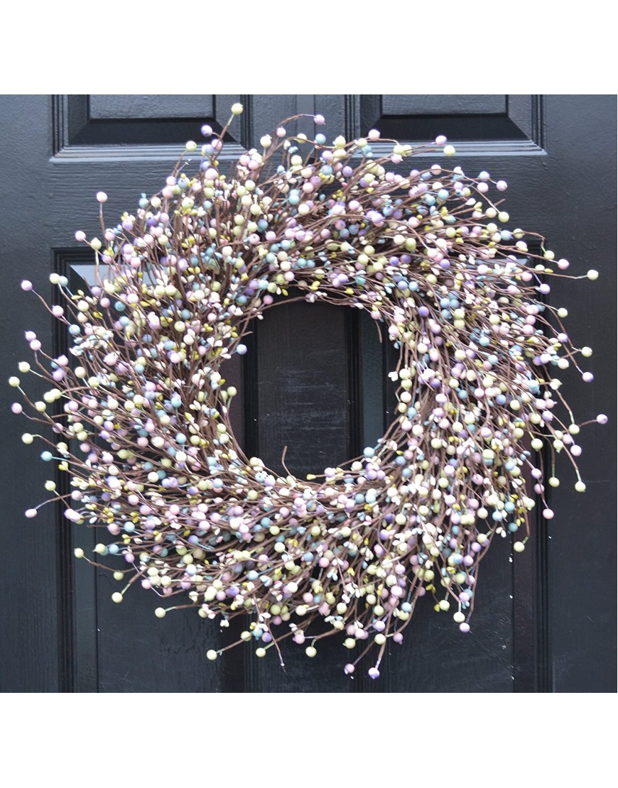 Elegant Holidays Handmade Pastel Berry Wreath Decorative Front Door Welcome Guests Outdoor Indoor Home Wall Accent Décor Great for Easter and Spring Holidays All Seasons 18-24 inches