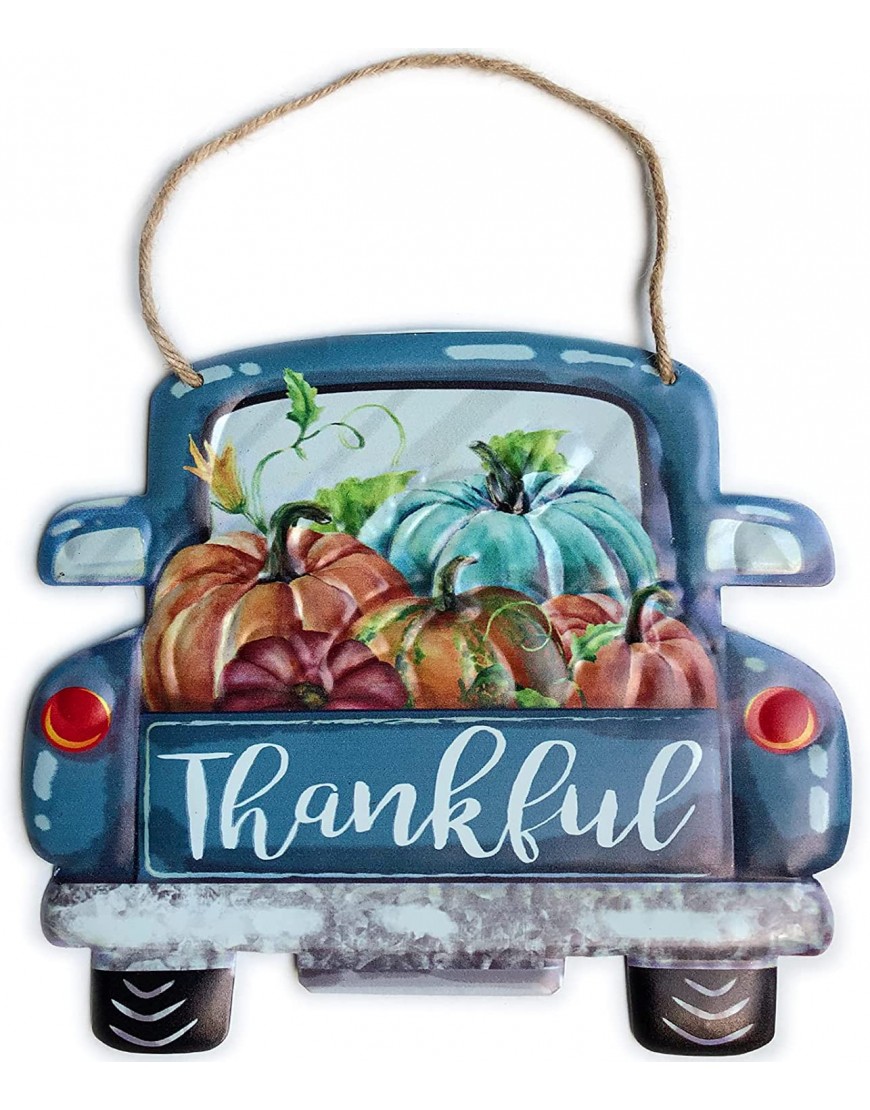 Fall Wreath Decorations for Front Door Wreaths for Front Door Outside Pumpkin Metal Truck Wreath DIY Supplies Autumn Thanksgiving Rustic Farmhouse Home Decor Thankful Wall Porch Garden Hanging Sign