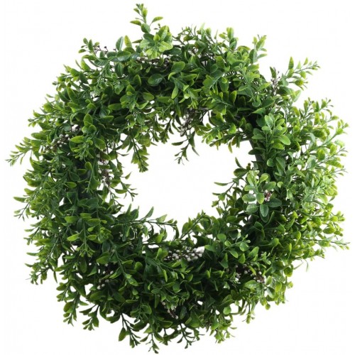 NAHUAA 15 inches Artificial Eucalyptus Wreath for Front Door Green Leaves Wreath for Wall Window Party Porch Farmhouse Home Decor