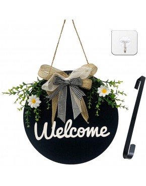Welcome Sign for Front Door Wooden Welcome Signs with Wreath Hangers for Front Door Welcome Sign for Halloween Thanksgiving Christmas Home Decor Navy Blue