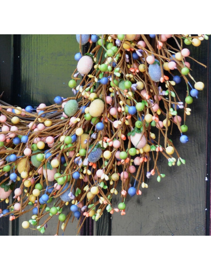 Elegant Holidays Handmade Easter Egg Berry Wreath Decorative Front Door to Welcome Guests-for Outdoor or Indoor Home Wall Accent Décor- Great for Spring- Pastel Colors- 16-24 inches available