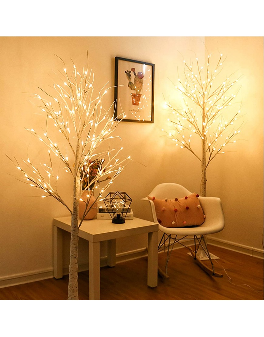 Twinkle Star 6 Feet 96 LED Lighted Birch Tree for Thanksgiving Decor Home Wedding Party Indoor Outdoor Christmas Fall Autumn Decoration 2 Pack Warm White